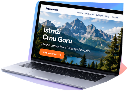 Realističan laptop sa Montenegro demo sajtom